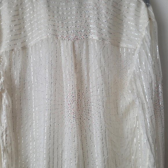 JUICY Couture Silk Button Down Shirt Sheer w Metallic Fiber Pinstripes XS - Picture 8 of 13